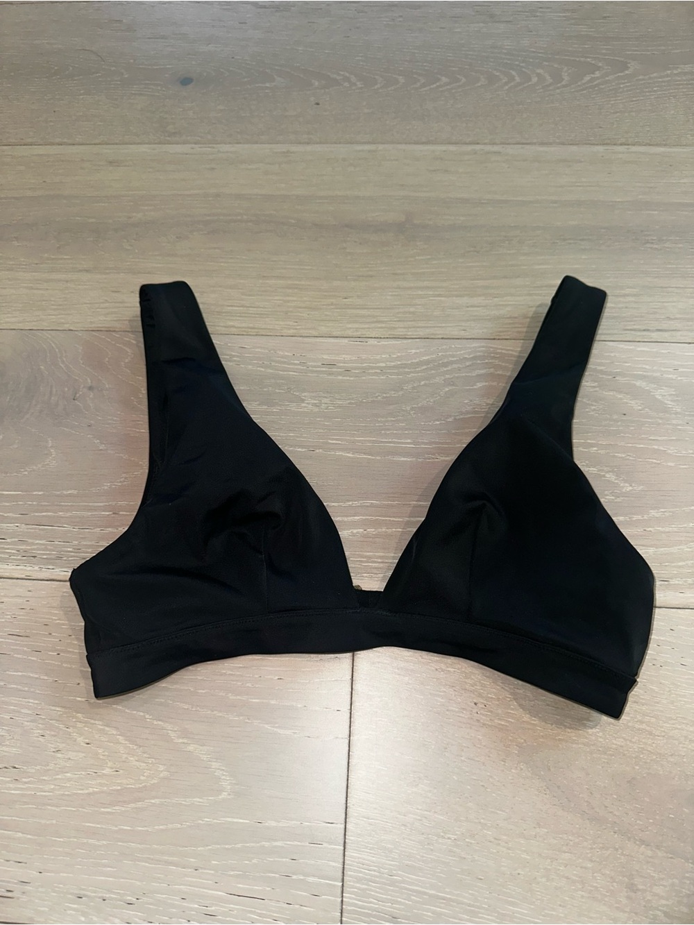 Victorias Secret Black  small Triangle Plunge Wide Strap Bikini Top VS